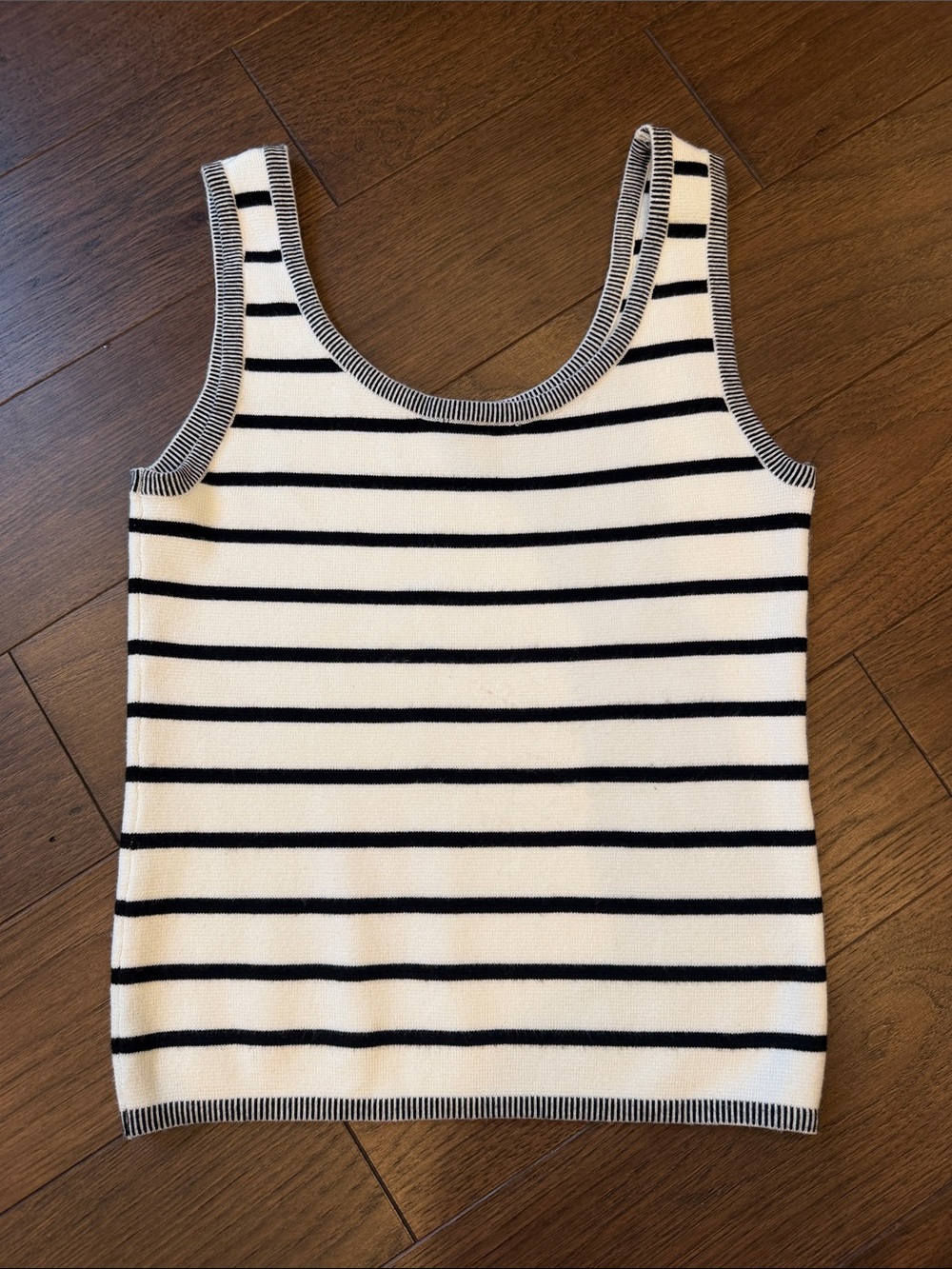 Cyrus Black and White Striped Knit Tank Top Small